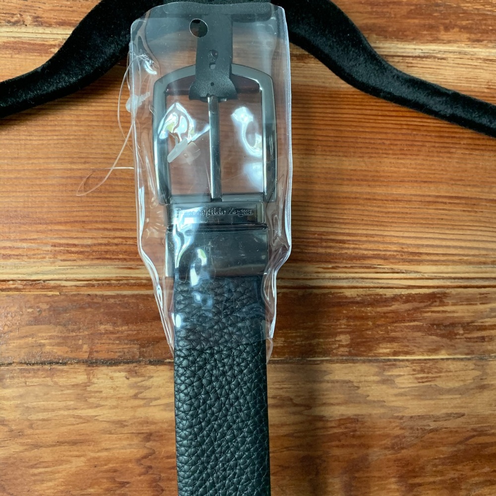 Men’s Zegna black belt. New, with tags.